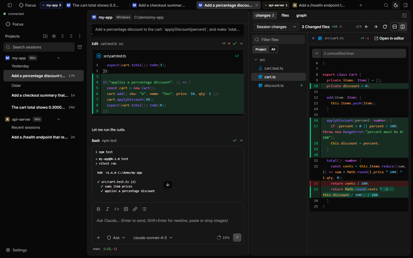 claude-code-ui in dark mode